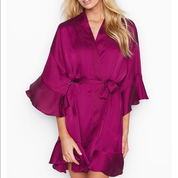 Victoria Secret flounce satin robe - Picture 1 of 6